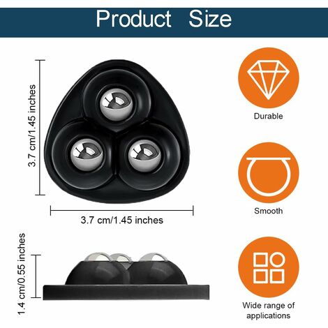 20 Stück Mini Möbelrollen 3 Kugeln Kugelrollen 360 Grad Drehung Universalrad Möbeltransfer für Mülleimer Lagerkästen Regale Schwarz