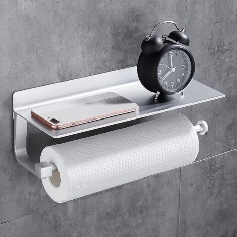 Küchenrollenhalter Wandhalterung Rollenhalter für Küche und Bad Ohne Bohren Papierrollenhalter Küchenrollenhalter Silber