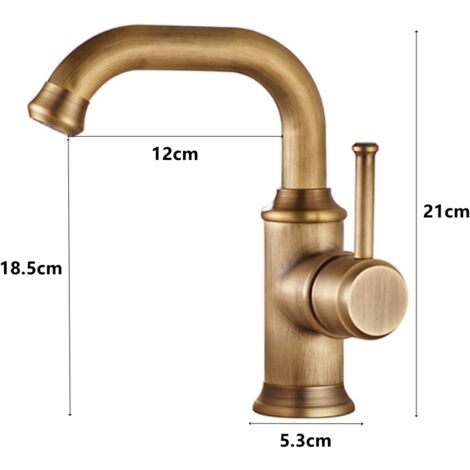 Antik Wasserhahn Bad Messing 360° Schwenkbar Bronze Einhebelmischer Waschtischarmatur Mischbatterie Waschbecken Armatur mit G3/8 Schlauch