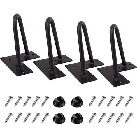 4x Haarnadel Tischbeine Schwarz 15cm DIY Möbelfüße aus Metall für Sofa  Kommode Schrank mit Bodenschoner und