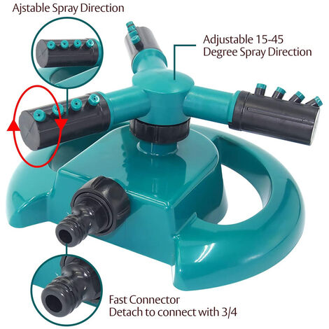 Rasensprenger 3 Arme Gartensprenger 12 Düsen Wassersprenger für Rasen