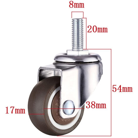 4 Pcs Klein Lenkrollen Rollen für Möbel M8x20mm Möbelrollen Durchmesser 38mm für Couchtisch Blumenständer Schrank
