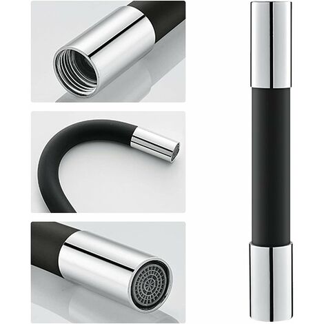 Wasserhahn Verlängerung 30cm Universelles Wasserhahn Strahlregler Silikonschlauch Wasserhahn Verlängerungsrohr 360° Flexibel Biegen Schwarz
