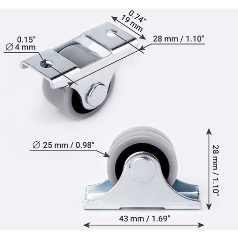 8 Stück Mini Möbelrollen 25mm Castors Schwenkbar für Möbel