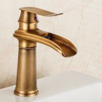 Wasserhahn Bad Wasserfall Waschtischarmatur Badarmatur Armatur Badezimmer mit 3/8 Zoll Schläuche Bronze