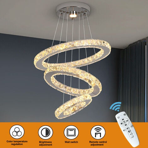 Plafonnier LED lampe chromée tresse cristaux salon éclairage de la chambre