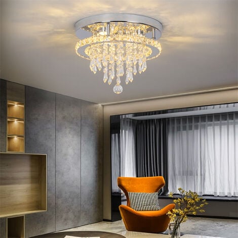 Luminaire Plafonnier en Cristal, Lustres de Feu d'Artifice Moderne, Lampe  LED Plafond Dimmable 3000K-6500K Lumière Tricolore pour Salon Chambre Salle  de Bain(L'or, Ampoule incluse)