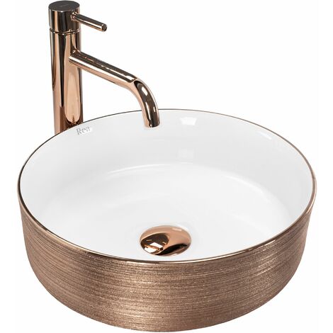 LAVABO SOBRE ENCIMERA REA SAMI ROSE GOLD BRUSH/WHITE (1/5)