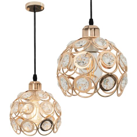 LÁMPARA de SUSPENSIÓN APP208-1C CRISTAL ORO REDONDO 1-PUNTOS de LUZ E27 18X18X15-95CM AJUSTABLE