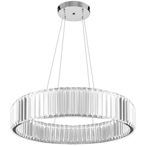 LÁMPARA de SUSPENSIÓN APP982-CP CRISTAL LED REDONDO 2-PUNTOS de LUZ 24W 40X40X8-98CM AJUSTABLE (1/5)