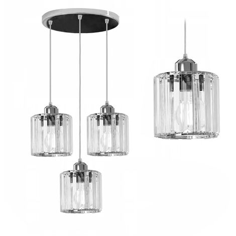 LÁMPARA de SUSPENSIÓN APP510-3CPR CRISTAL CROMO 3-PUNTOS de LUZ E27 13X30X12-82CM AJUSTABLE