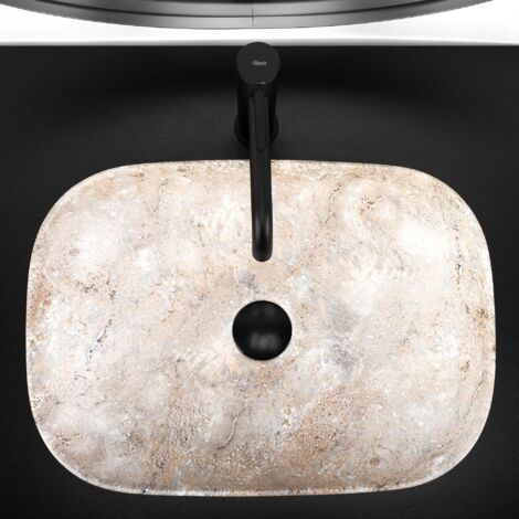 Opbouwwastafel in Raku Clay, platina-afwerking