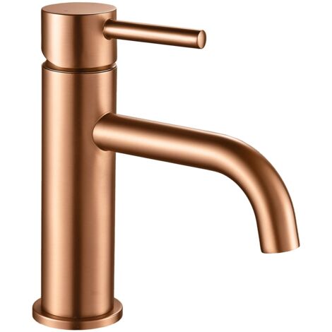 Grifería para lavabo LUNGO de cobre cepillado, modelo bajo, código REA-B1112 (1/5)