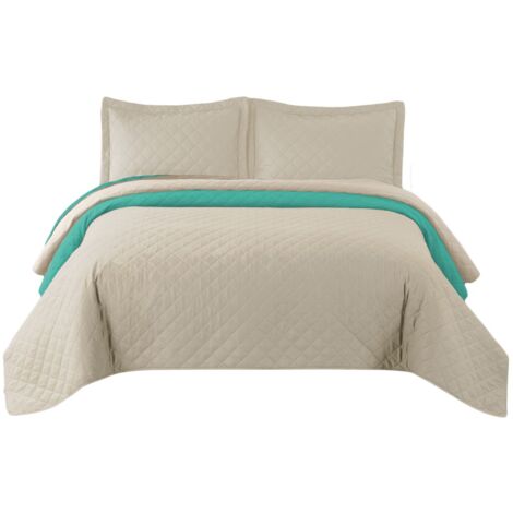 COLCHA DE CAMA DOBLE CARA TUTUMI INEZ 220X240 BEIGE MINT