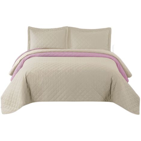 COLCHA DE CAMA DOBLE CARA TUTUMI INEZ 220X240 BEIGE PINK
