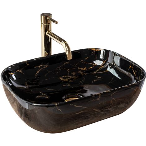LAVABO SOBRE ENCIMERA REA BELINDA NEGRO MARBLE SHINY