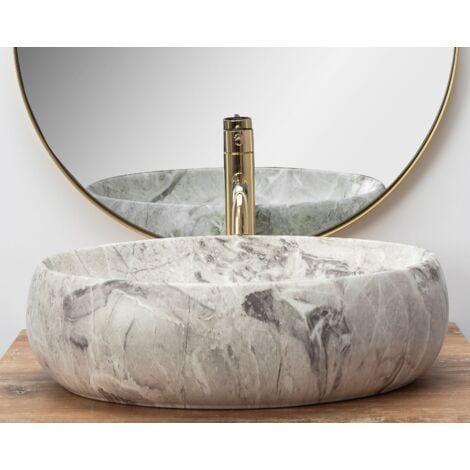 Lavabo Sobremueble Rea Sofia Mini Kashmir Gris - Cerámica Sanitaria Para Baño Moderno