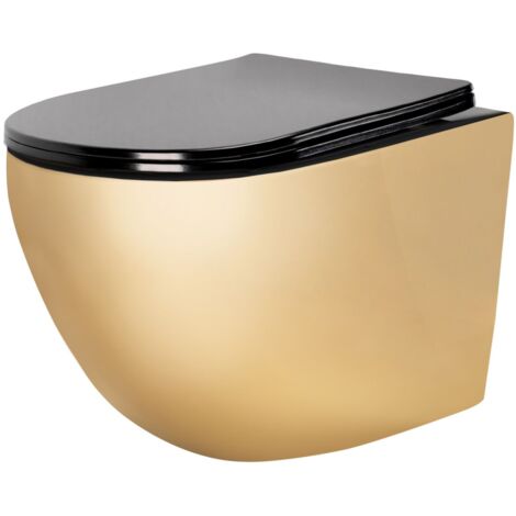 TAZA de INODORO WC REA CARLO FLAT MINI ORO/NEGRO