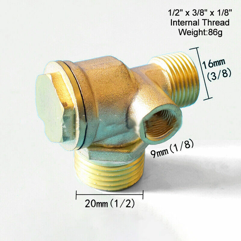 Clapet anti retour 1/2 x 1/2 x 1/8 Mâle pour compresseur HL 360-50