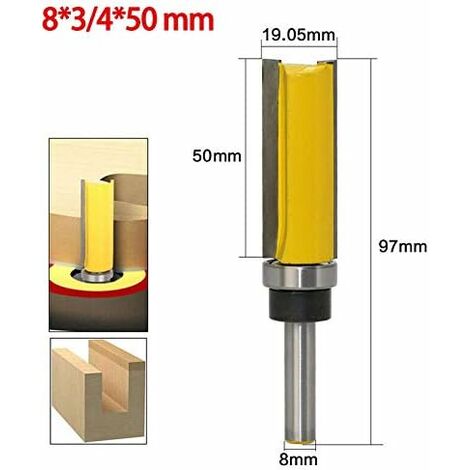 Fraise à copier, Routeur de Fraise à Bois queue 8mm lame 50mm en Acier Allié Haute Qualité pour travail du bois Massif/Panneau de Particules/ MDF à la main, jaune (83/450mm)
