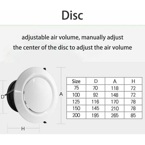 Grille ventilation aluminium anti-choc - Ronde - Ø180mm - Blanc
