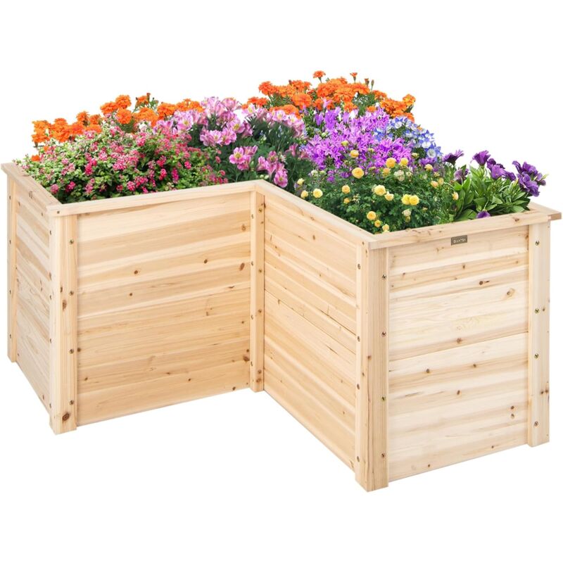 Jardinière Surélevée Avec Tablette Pliante - Bois Sapin, 67x63,5x74,5 Cm, Rangement Outils, Pour Balcon/jardin