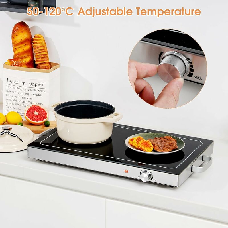 Plateau Chauffant électrique Portable, réchauffement des Aliments à  température réglable, Set de Table Chauffant Pliable pour buffets à  Domicile