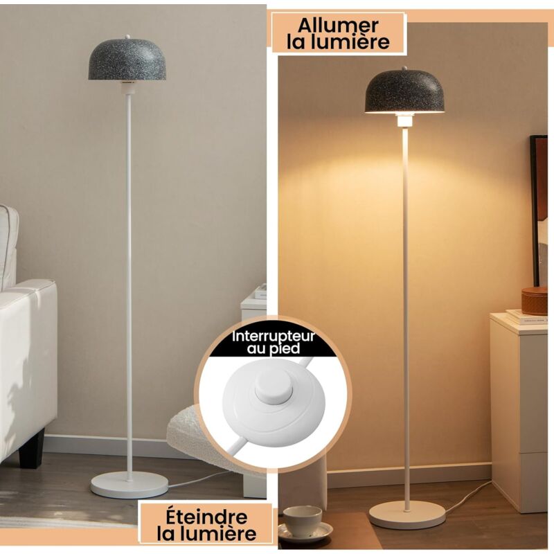 Lampadaire Avec étagère 160cm - Noir, 2 étagères, 2 Abat-jour, Ampoule E27, Pour Salon Bureau