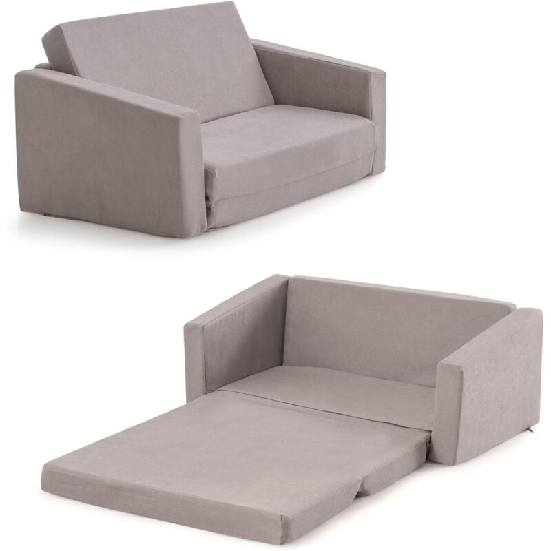 RELAX4LIFE Canapé-lit Enfant 2 en 1 avec Dossier Large, Fauteuil Enfant Convertible avec Housse Déhoussable & Lavable, Canapé de Jeu pour Chambre d'enfant, Salle de Jeux, Charge 50kg pour 18-36 Mois, 