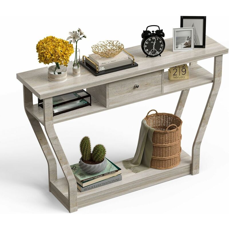 Table Console FAVOOSTY Avec 3 Tiroirs Et 3 Niveaux De Rangement - 101x29.5x76.5 Cm Pour Entrée, Salon