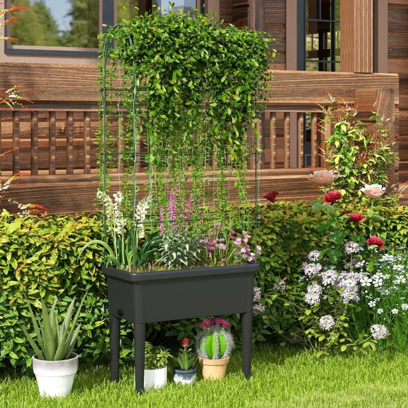 Jardinière Surélevée Avec Treillis VEVOR - 75x33x156cm En Bois Sapin - Idéale Balcon, Terrasse