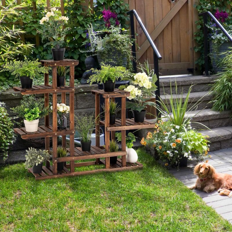 RELAX4LIFE Porte-Plante en Forme de Cœur Étagère à Fleurs à 5 Niveaux en  Fer Robuste et Crochet de Suspension, Décoratoin Intérieure pour Salon  Balcon 71 cm x 30 x 148 CM, Blanc 