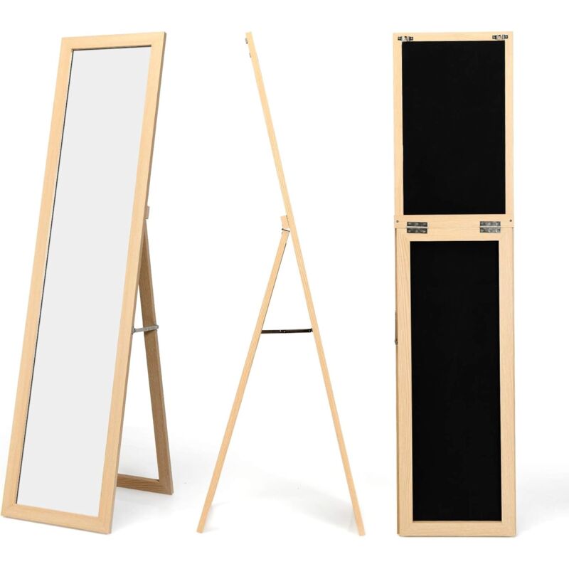 Miroir Sur Pied RELAX4LIFE 40x160cm - Cadre Alu Doré - Verre Antidéflagrant - Pour Chambre Ou Salon