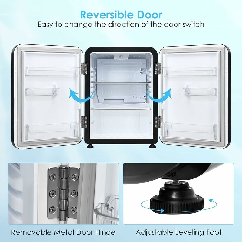 RELAX4LIFE Réfrigérateur 1 Porte 91L avec Thermostat à 7 Niveaux et Faible  Bruit, Mini-frigo Combiné avec Porte Réversible et Pieds Réglables,  Blanc/Noir (Noir) : : Gros électroménager