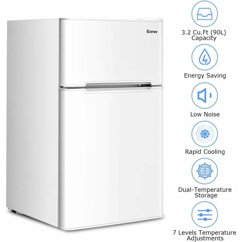 RELAX4LIFE Réfrigérateur 1 Porte 91L avec Thermostat à 7 Niveaux et Faible  Bruit, Réfrigerateur Congélateur Combiné avec Porte Réversible et Pieds  Réglables, Blanc/Noir (Blanc) : : Gros électroménager