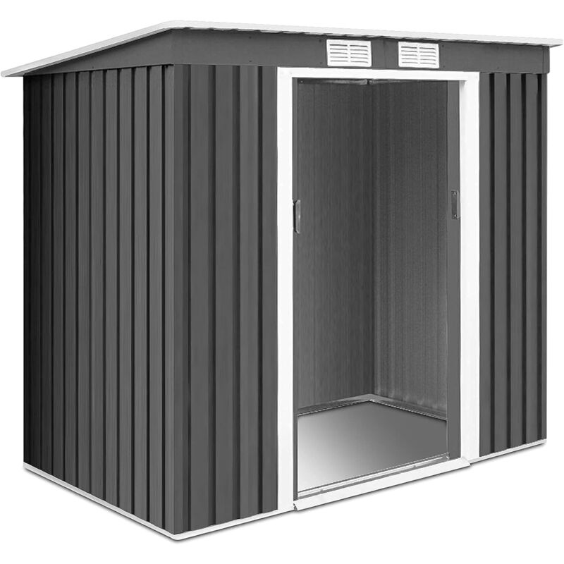 Abri De Jardin Métal 5m² RELAX4LIFE - Porte Coulissante - 277x192x202cm - Résistant Aux Intempéries
