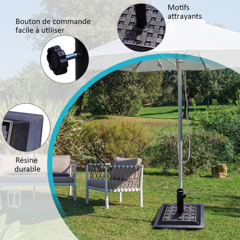 Parasol De Plage Relax4Life Inclinable - Ø245 Cm - Résistant UV Et Vent - Pied Vissable