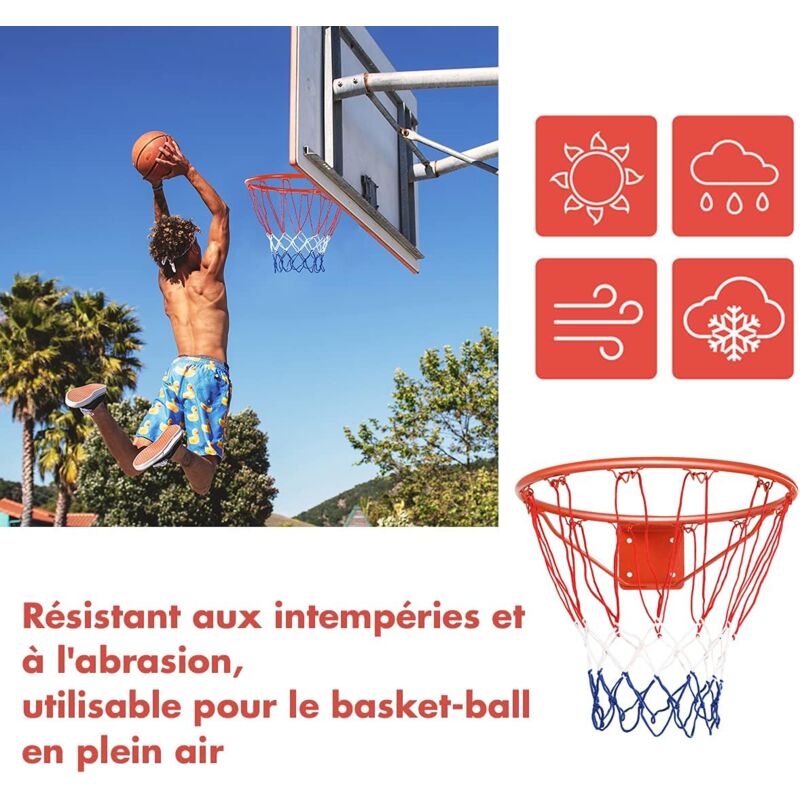 RELAX4LIFE Mini Panier De Basket Porte/Mur – 46×30,5 Cm, Anneau Sur Ressort, Ballon + Pompe Inclus, Jeu Intérieur
