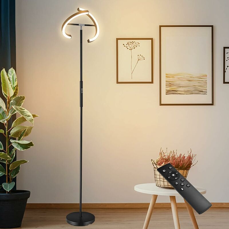 Lampadaire LED dimmable lampadaire salon lampadaire design noir, commande  de couleur CCT avec interrupteur à pied, 23W 2700lm 2700K 4000K 6000K,  LxHxP 32x118x24 cm