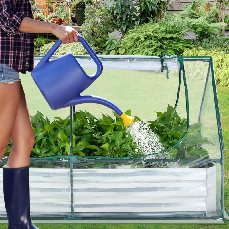 Serre De Jardin En PVC 143x73x195 Cm Avec Étages En Maille Fer - Bâche Transparente Imperméable, Porte Zippée - Facile à Assembler