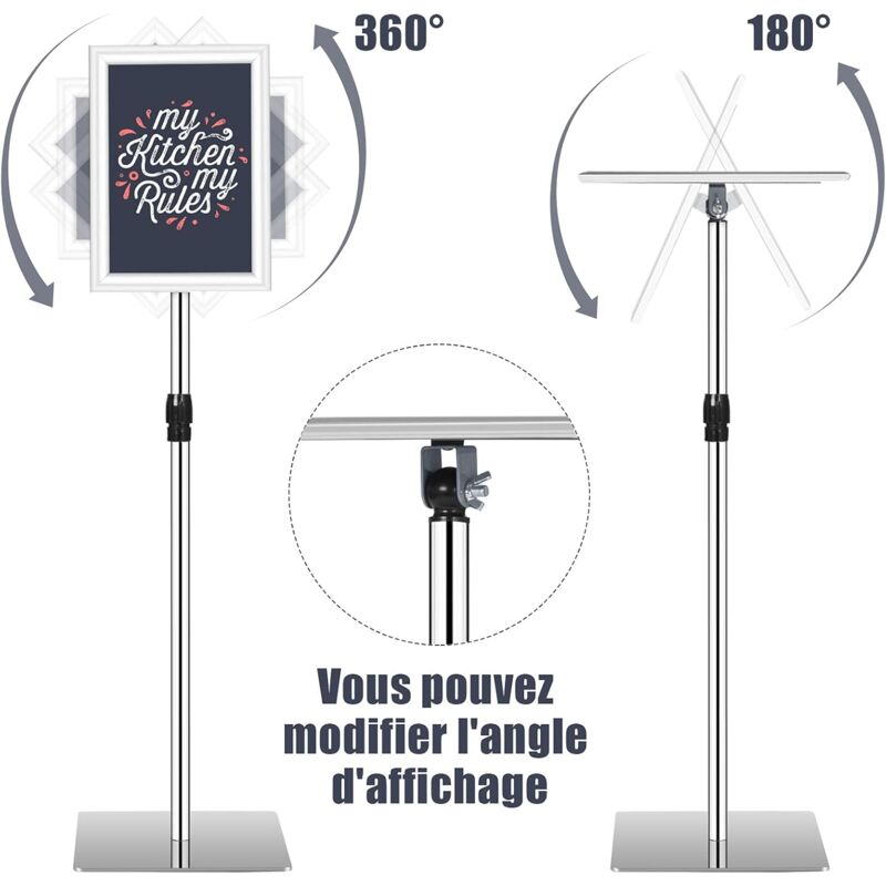 Présentoir D'affiche Pied Incurvé, A4 Ou A3 - Porte Affiche Clic Clac