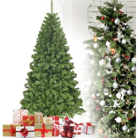 RELAX4LIFE Sapin De Noël En PVC Ignifuge 180/225CM Avec Support En Métal , Arbre De Noël Réaliste 928 Branches En Forme D'Épicéa Pour Décorations De Fête Noël Dans Maison, Magasin, Vert (180cm