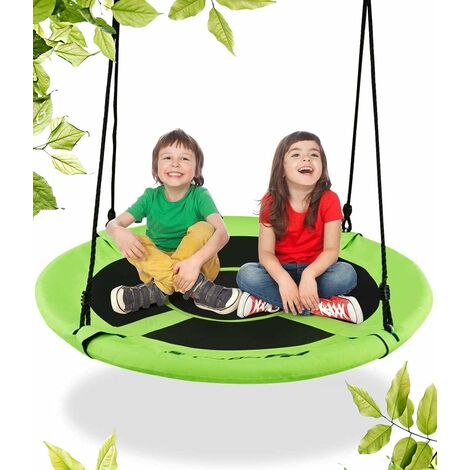 Balançoire Nid D’Oiseau RELAX4LIFE Pour Enfants Et Adultes – Diamètre 100 Cm, Hauteur Réglable 100-160 Cm, Charge Max 150 Kg, Vert