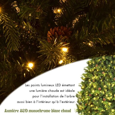 Sapin De Noël Artificiel Lumineux 240 Cm - 1220 Branches, LED Intégrées 8 Fonctions, Avec Neige Et Pommes De Pin, Intérieur/extérieur - 6