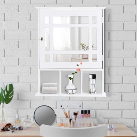 RELAX4LIFE Armoire Murale de Salle de Bain avec Miroir, Grande Armoire RELAX4LIFE Armoire Murale de Salle de Bain avec Miroir, Grande Armoire