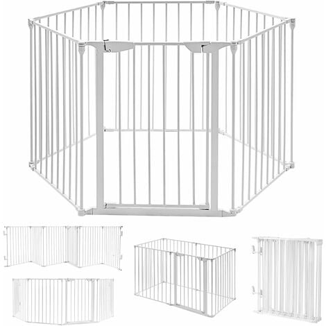 Costway 8 pcs barrières de sécurité extensible à pression grill diy  protection pour bébé animaux cheminée escalier en fer 500x74,5cm blanc -  Conforama