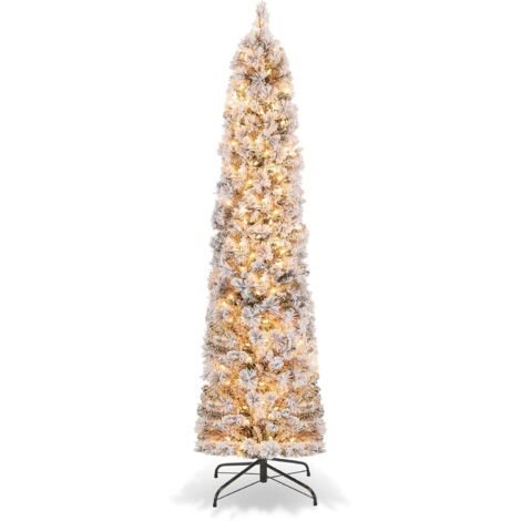 Sapin De Noël Artificiel 125 Cm Avec 150 LED - 9 Modes Lumières, Base Ciment, Facile à Monter - 8