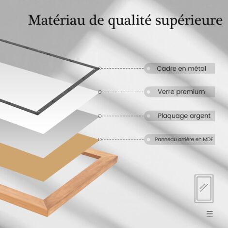 RELAX4LIFE Miroir Mural De Salle De Bain Avec Cadre En Bois, Miroir