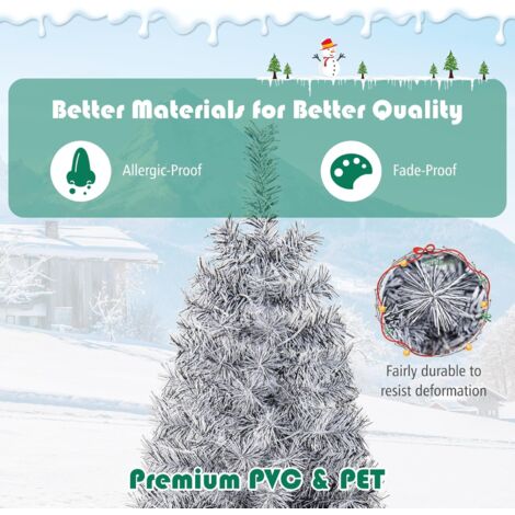 RELAX4LIFE Sapin de Noël 180 cm avec Lumières Intégrées, Arbre de Noël pour Décoration Intérieure ou Extérieure de Noël