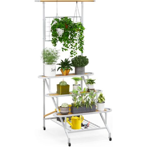 Cre Cra Jardinière étagère 6 Niveaux – Support à Plantes En Métal, Noir, Pour Intérieur/extérieur
